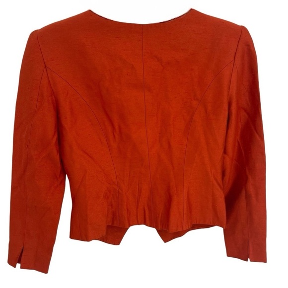 Linda Segal Vintage Jacket Size 4 Burnt Orange Cropped Full Zip Square Neck - Picture 2 of 9